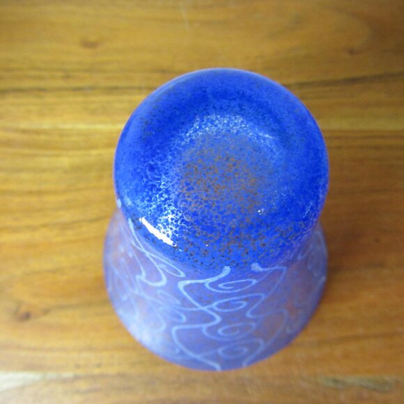 12 oz toyo sasaki art glass tumbler vase curly-q's BLUE (W5518) - Picture 6 of 6